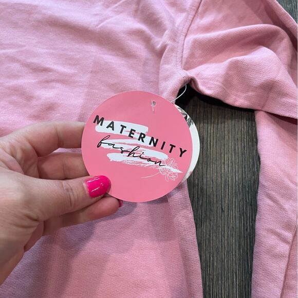NWT Love Circle Maternity Bubblegum Pink Sweatshirt Size S - Picture 4 of 11